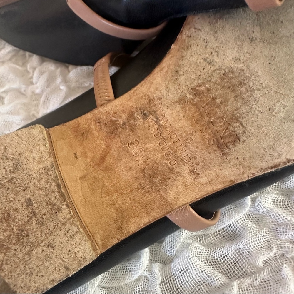 Malone Souliers Maureen Flats 6.5 Black Tan Double Strap Pointed - Picture 7 of 12